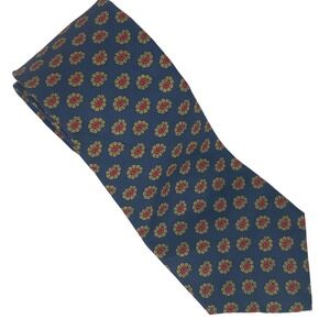 RACQUET CLUB Necktie Mens Italian Silk Blue Red Medallion Floral 56x3 USA